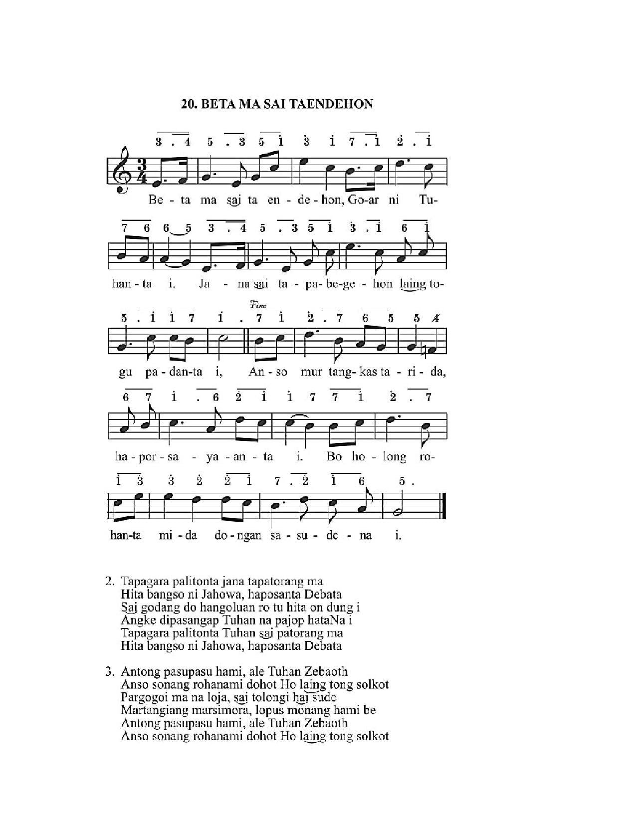 BEAM NO 20 BETA MA SAI TAENDEHON