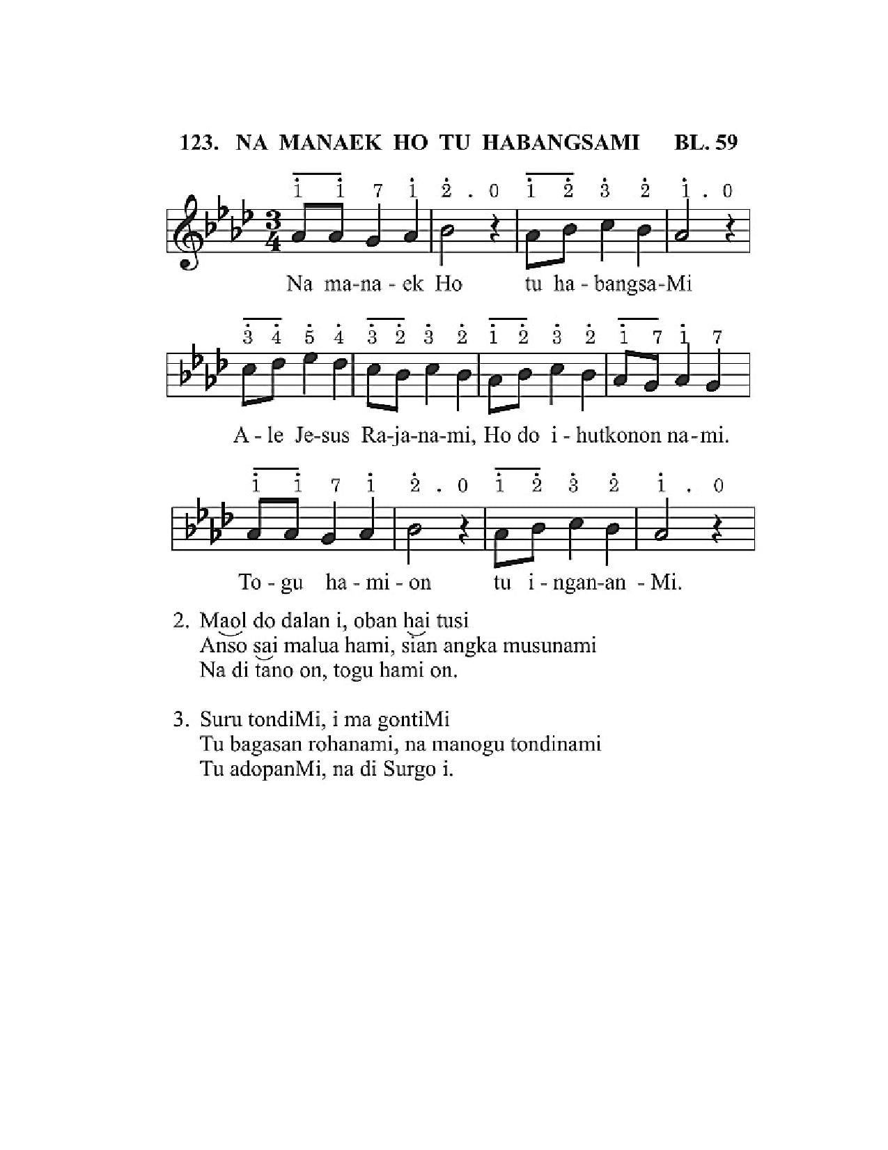 BEAM 123 NA MANAEK  HO TU  HABANGSAMI